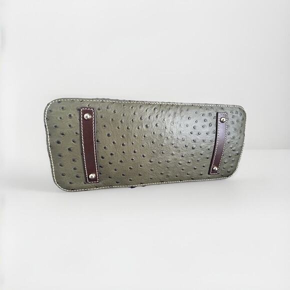 NWT Dooney & Bourke Genuine Ostrich Leather Carter Satchel Olive Brown Dome COA - Picture 16 of 16